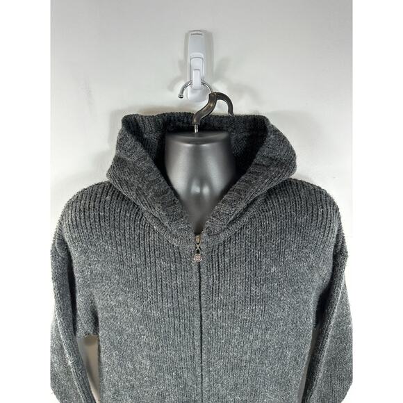 Sweaty Betty Chunky Knit Full Zip Wool Blend Hooded Sweater Dark Grey Sz Medium - Picture 8 of 10